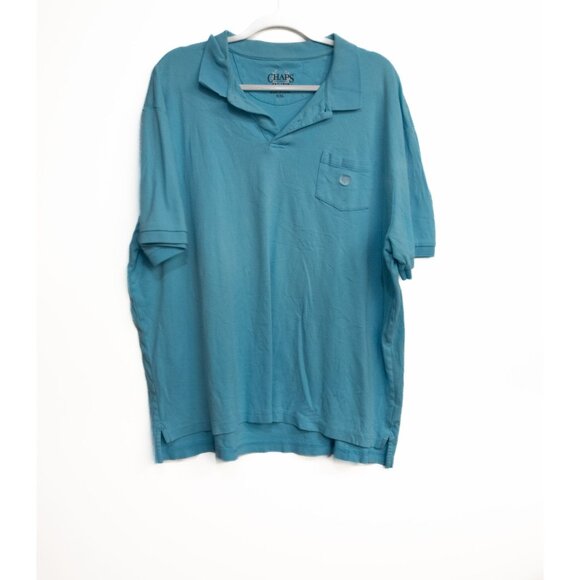 Chaps Mens Polo Shirt Turquoise Short Sleeve Cotton Blend XXL - Picture 1 of 8
